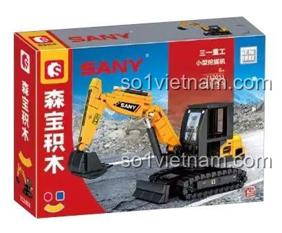 Hộp đồ chơi xây dựng SEMBO 712051 Máy xúc mini SANY, quà tặng tiết kiệm cho bé trai 6 tuổi, chất lượng cao.