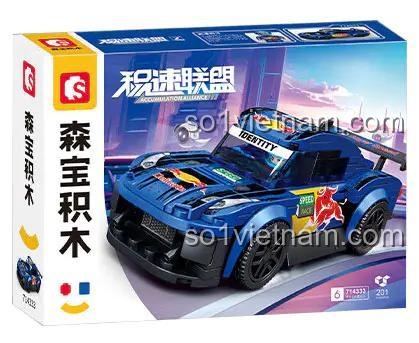 Hộp sản phẩm SEMBO 714333 Xe đua "Liệt Hỏa" - Bộ lắp ráp 201 mảnh, đồ chơi cho bé 6+ tuổi, màu xanh, giá tốt