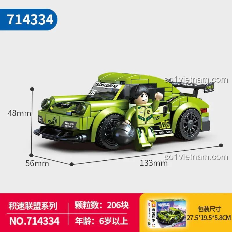 SEMBO 714334 Kích thước mô hình Xe Đua Porsche Tốc Độ