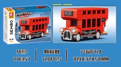 Bộ đồ chơi lắp ghép SEMBO 714357 Xe buýt hai tầng London màu đỏ nổi bật, phù hợp bé trai 6 tuổi, giá tốt.