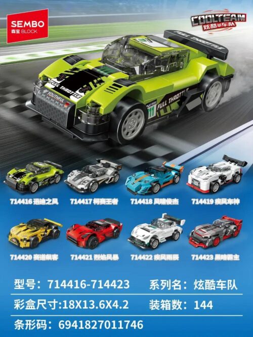 SEMBO 714422 Xe Đua Tốc Độ Cao Mini Block - Đồ chơi lắp ghép cho bé trai 6 tuổi, Tốc độ Kinh Hoàng