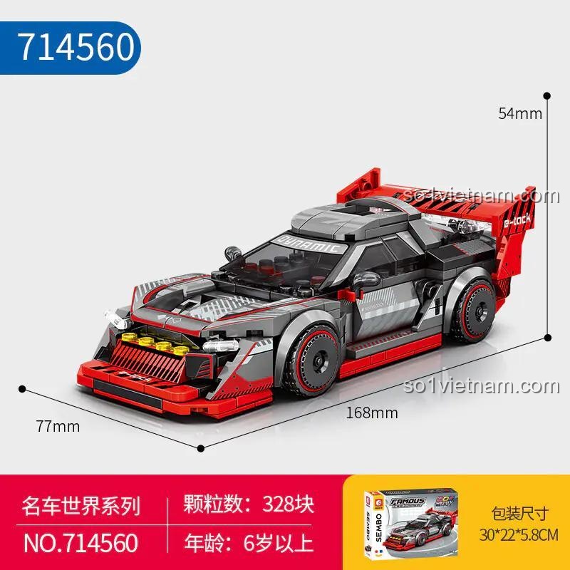 Mô hình xe đua BK.8 SEMBO 714560 với kích thước chi tiết, bộ lắp ghép 328 mảnh, đồ chơi lắp ráp cho bé trai 6 tuổi, chất lượng cao