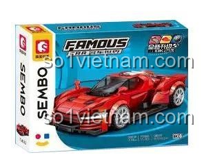 Hộp đồ chơi mô hình Sembo 714563, bộ lắp ghép siêu xe thể thao màu đỏ, quà tặng cho bé trai 6 tuổi.