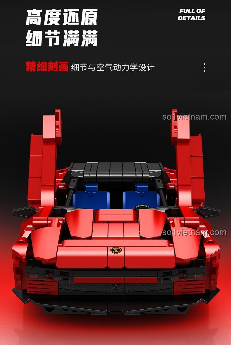 Góc nhìn từ trên xuống của đồ chơi mô hình Siêu xe Ferrari SP4 715305, cho thấy các chi tiết và thiết kế khí động học được tái hiện đầy đủ.