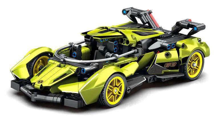 Đồ chơi mô hình SEMBO 715306 nhìn từ trên cao, khoe trọn thiết kế độc đáo của xe concept Lamborghini Vision GT.