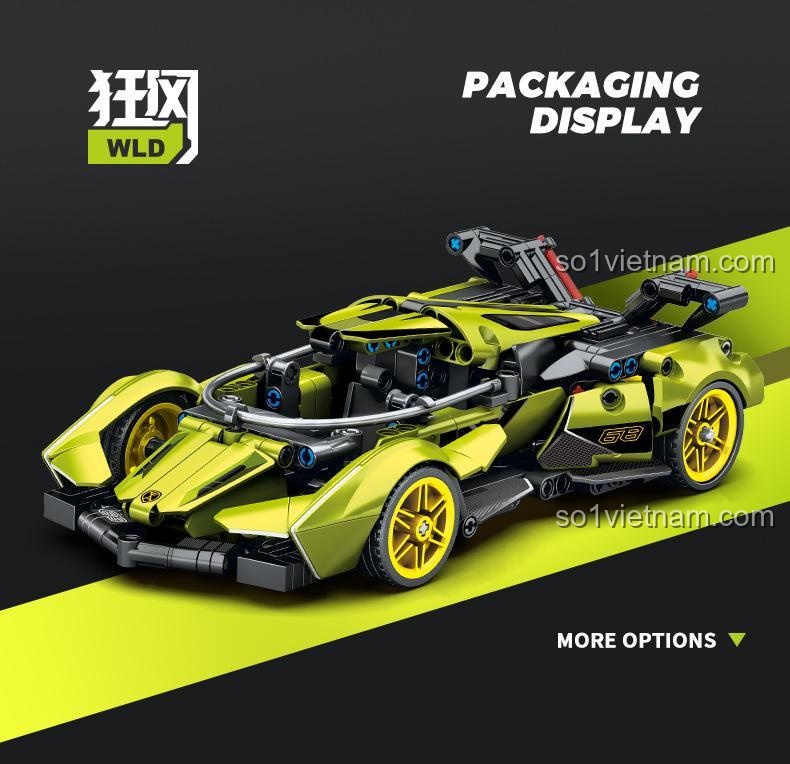 Thông tin sản phẩm và kích thước hộp của bộ lắp ráp SEMBO 715306: 52cm x 33.8cm x 8cm.