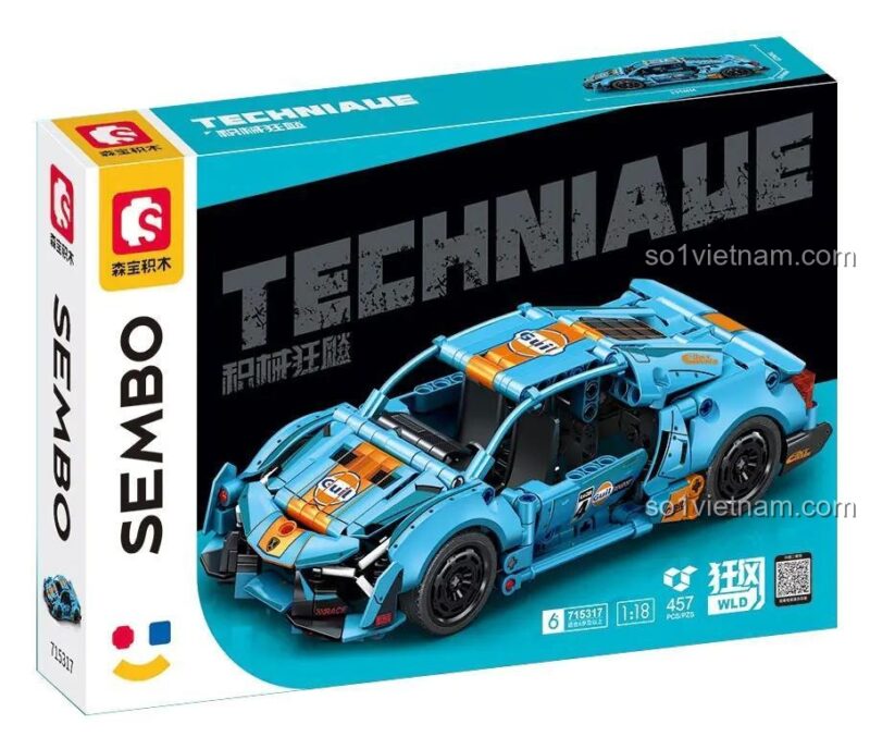 Hộp đồ chơi mô hình 715317, bộ xếp hình Xe thể thao Lamborghini Knight, chất lượng cao cho bé trai 6 tuổi.