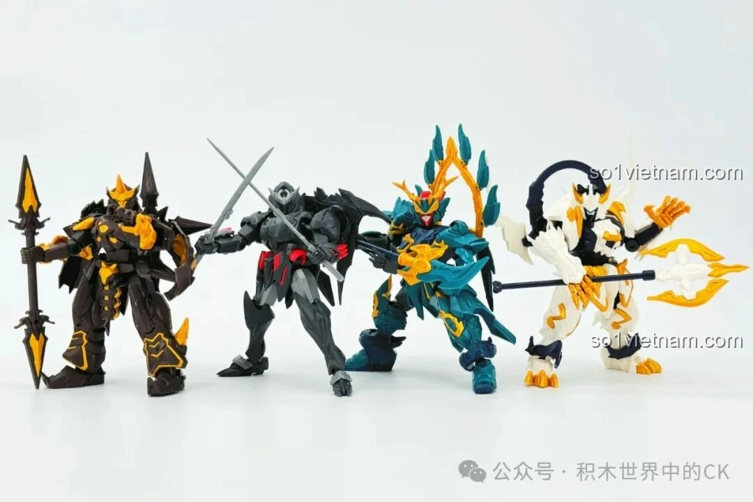 Hình ảnh quảng cáo các nhân vật SpongeBob SquarePants dạng hạt đậu, không liên quan đến sản phẩm robot mecha.