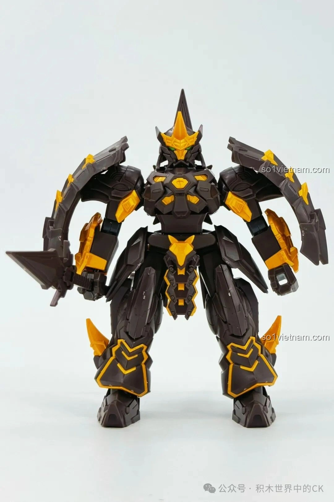 Hộp sản phẩm và vỉ mảnh ghép của robot SEMBO 900005 Chiêm Minh, thuộc series Tàng Đạo Nguyên Linh Chiến Kỷ.