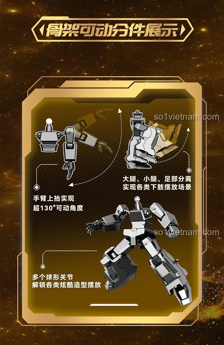 Robot Metal Cardbot 900026, bộ đồ chơi lắp ráp SEMBO, khớp cử động linh hoạt, phát triển tư duy.