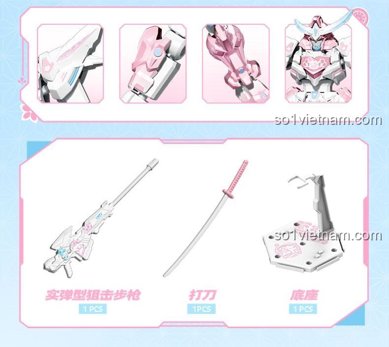 Bộ Lắp Ghép Mô Hình Robot SEMBO 900041 Võ Thành Hầu và Date Masamune - Phiên bản giới hạn Hoa Anh Đào, 25 khớp cử động linh hoạt, Hộp đựng làm phông nền, Đồ chơi lắp ráp cho bé trai 14 tuổi