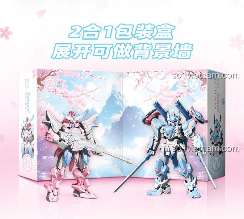 Bộ Lắp Ghép Mô Hình Robot SEMBO 900041 Võ Thành Hầu và Date Masamune - Phiên bản giới hạn Hoa Anh Đào, 25 khớp cử động linh hoạt, Hộp đựng làm phông nền, Đồ chơi lắp ráp cho bé trai 14 tuổi