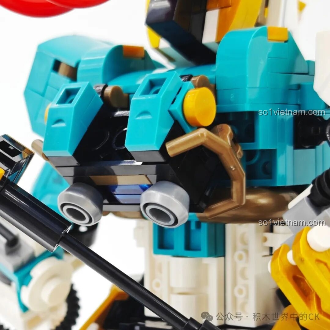 Chi tiết phần chân sau của Sembo Block 103395 Robot Mã Siêu, ống dẫn và giáp.