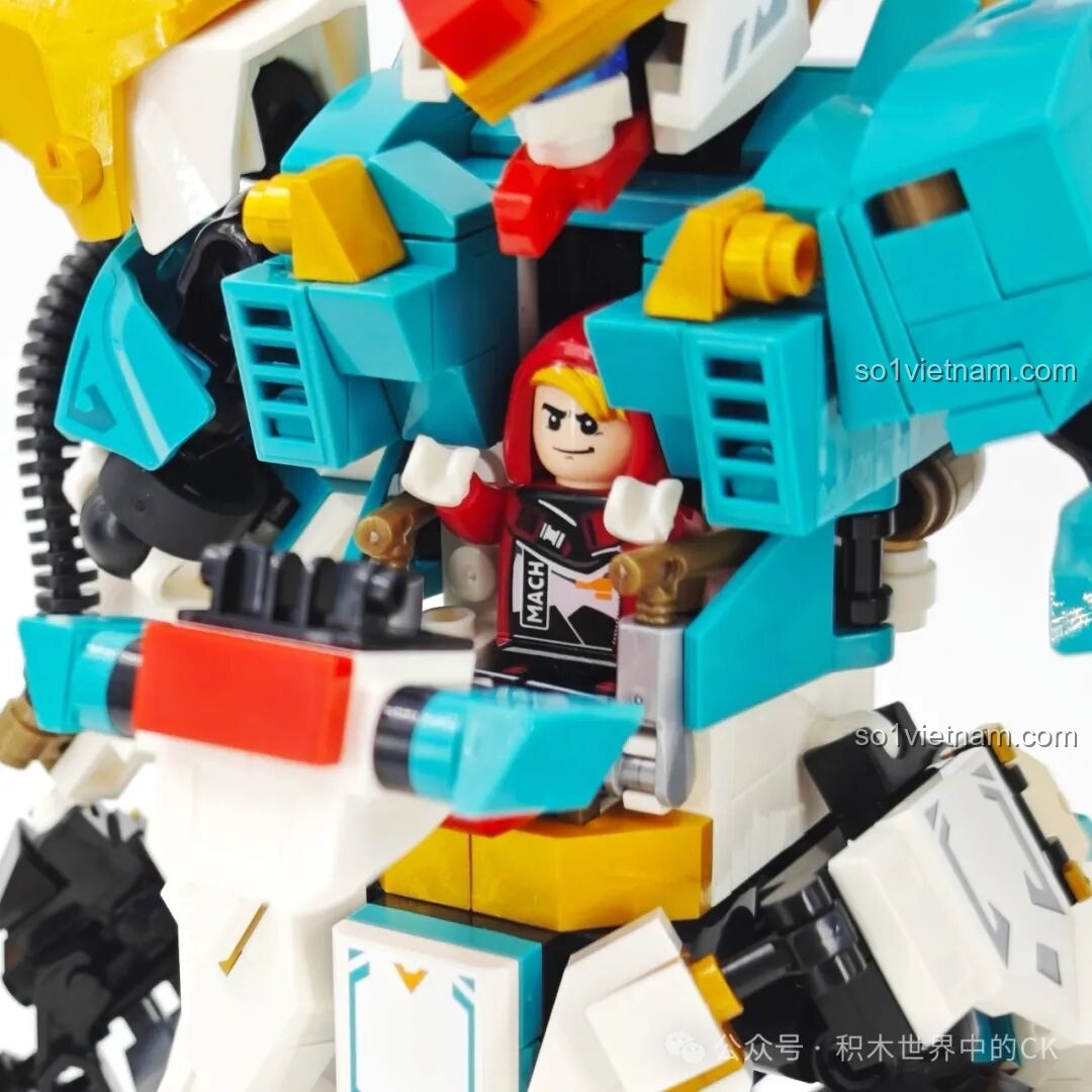 Chi tiết phần eo của Sembo Block 103395 Robot Mã Siêu, khớp xoay linh hoạt.