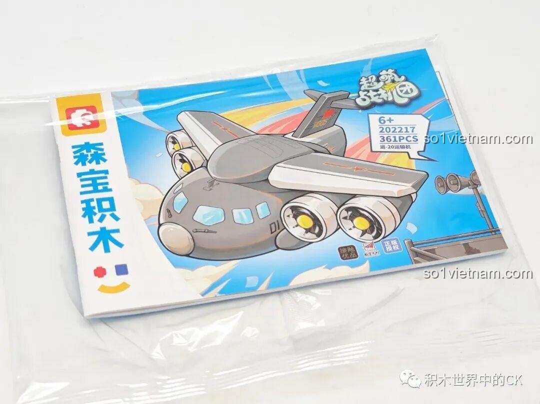 Sách hướng dẫn lắp ráp đồ chơi Sembo Block Y-20 202217 được bọc cẩn thận trong túi nilon.