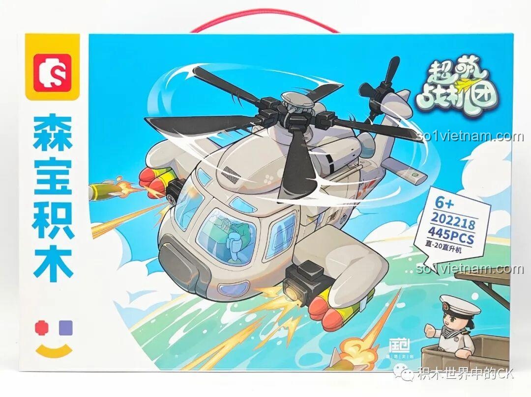 Sách hướng dẫn lắp ráp đồ chơi Sembo Block Trực thăng Trực-20 202218 được bọc cẩn thận.