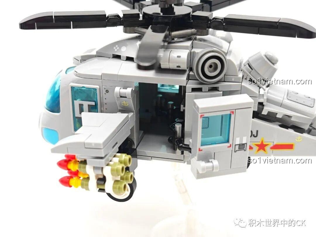Khoang bên trong của mô hình đồ chơi lắp ráp Sembo Block Trực thăng Trực-20 202218.