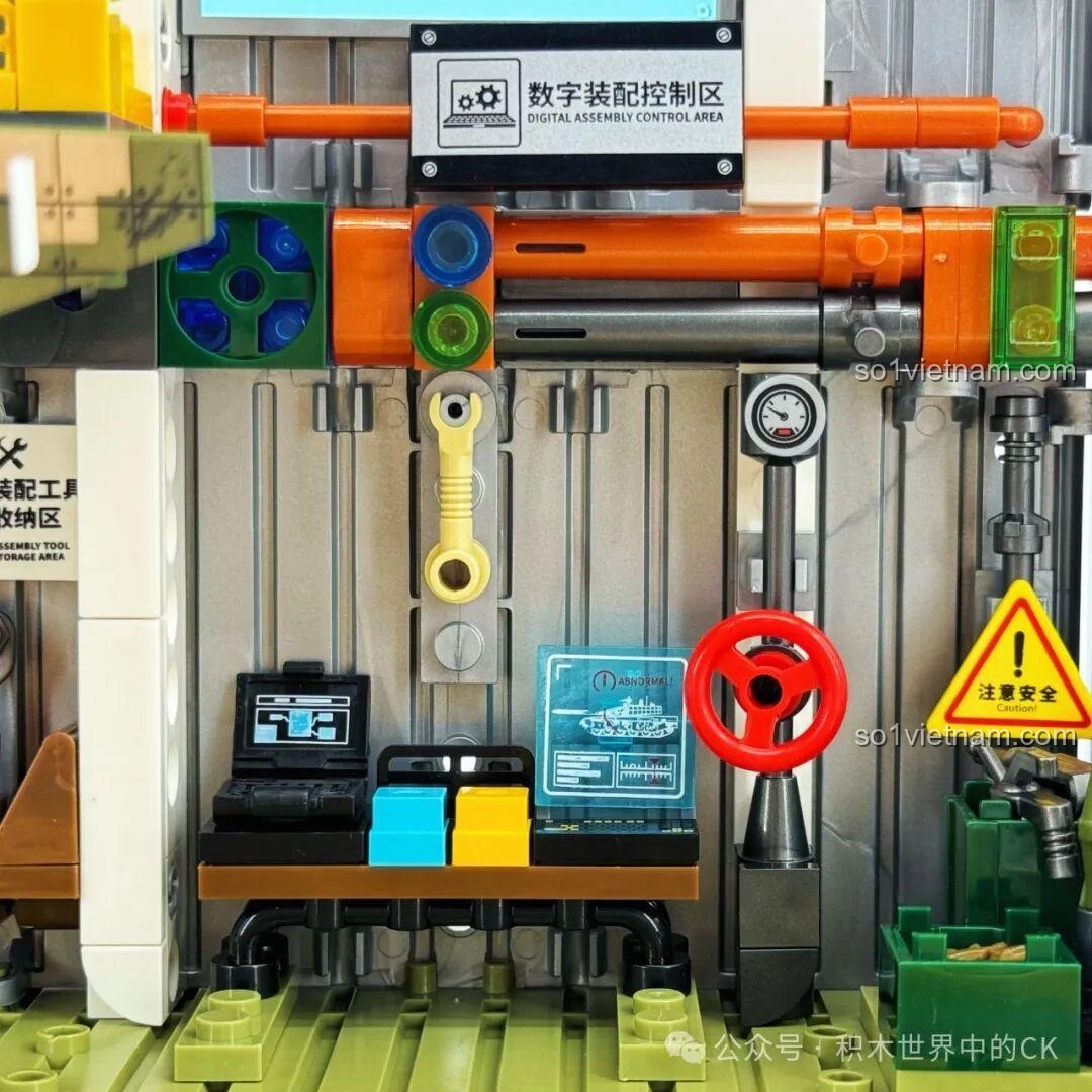 Khu vực xử lý bề mặt trong Xưởng Lắp Ráp Xe Tăng Chiến Đấu Chủ Lực ZTZ-99A Sembo Block, với các đường ống và van.