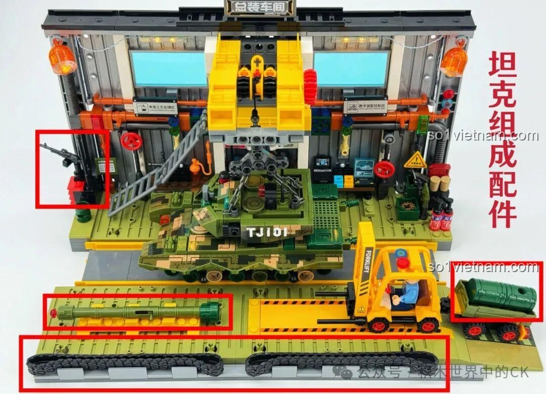 Góc nhìn chéo của xe tăng ZTZ-99A Sembo Block đã hoàn chỉnh, thể hiện tổng thể thiết kế và màu sắc rằn ri.