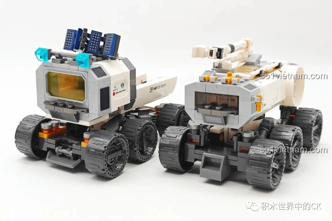 Cận cảnh các minifigure lính từ bộ SEMBO Lưu Lạc Địa Cầu 2, với quân phục rằn ri và mũ lưỡi trai.