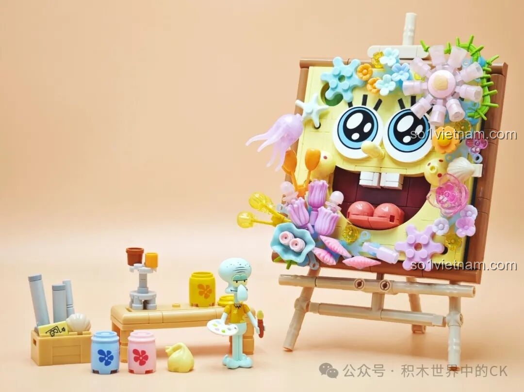 Mặt sau của bộ lắp ghép SEMBO Spongebob