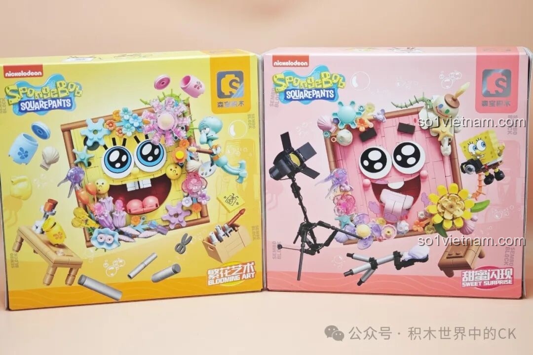 Chi tiết hộp bộ lắp ghép SEMBO Spongebob