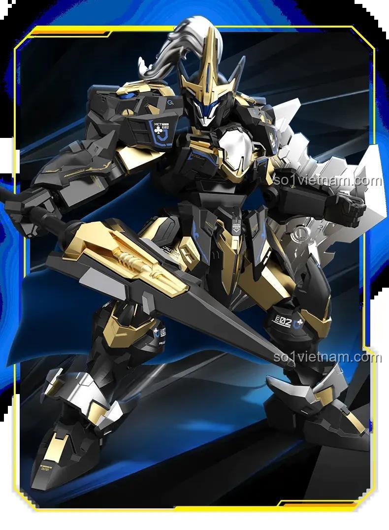 SEMBO TC2423 Mô hình Hiệp sĩ Hồ Lô, bộ lắp ráp robot chiến đấu, có vũ khí kiếm dài, màu đen vàng