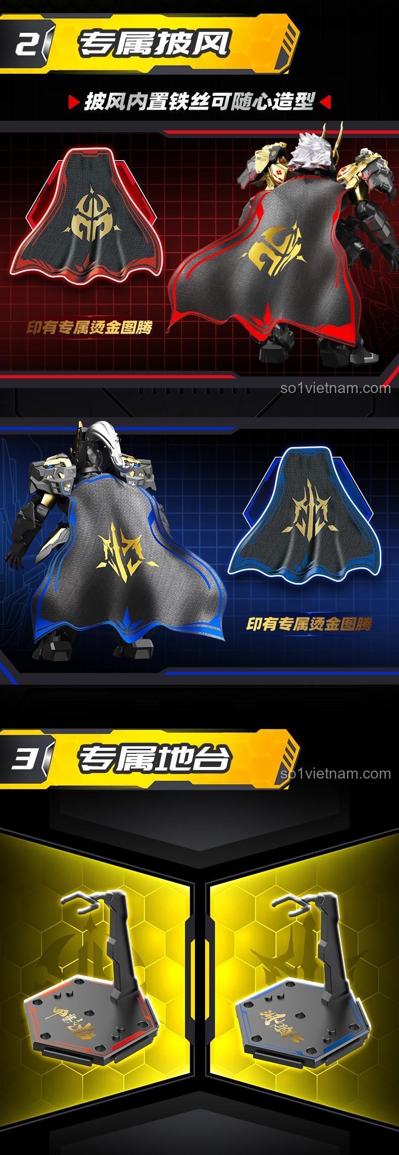 SEMBO TC2423 Mô hình Hiệp sĩ Hồ Lô, bộ lắp ráp robot chiến đấu, vũ khí đặc biệt dạng rìu và kiếm, màu đen vàng