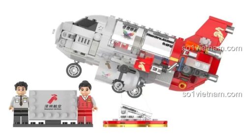 Bộ lắp ghép máy bay Dùn Dùn Shenzhen Airlines ZH002 với minifigure phi công và tiếp viên, đồ chơi sáng tạo cho bé trai và bé gái