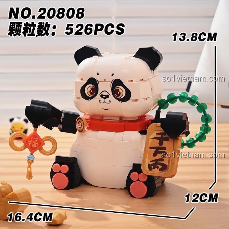 Mô hình Gấu trúc Chiêu Tài Shuang Gao 20808 thể hiện kích thước