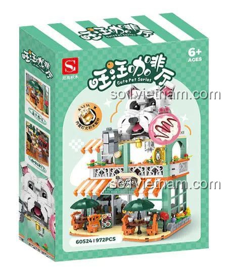 Hộp đồ chơi mô hình Quán Cà Phê Thú Cưng Shuang Gao 60524, bộ lắp ghép 972 chi tiết, quà tặng tiết kiệm cho bé gái 6 tuổi.