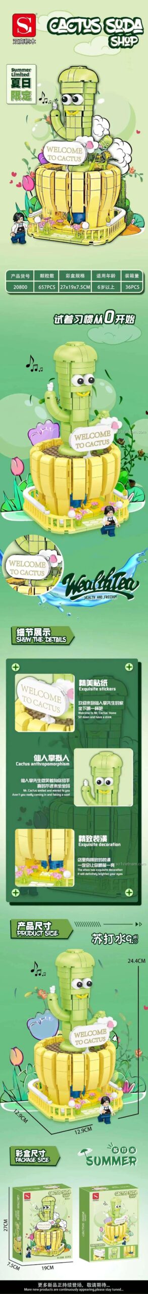 Mô hình lắp ráp Cactus Soda Shop từ bộ đồ chơi ShuangGao 20800