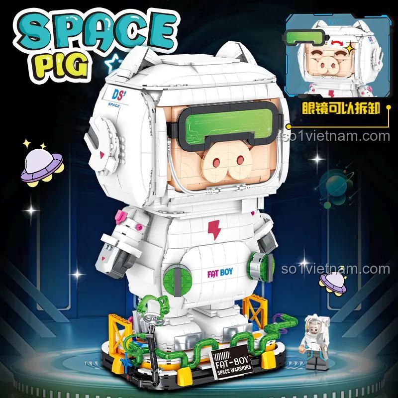 Chi tiết lắp ráp Heo Phi Hành Gia ShuangGao 20812, đồ chơi giáo dục cho bé 6 tuổi