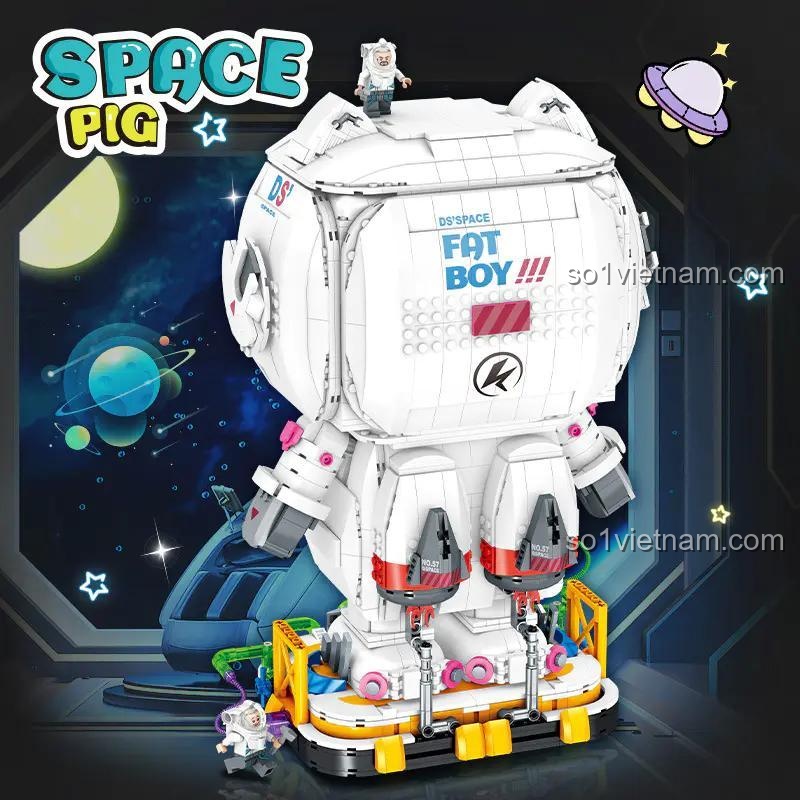 Heo Phi Hành Gia ShuangGao 20812 cùng minifigure, bộ lắp ghép cho bé 6 tuổi