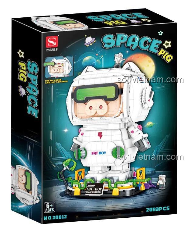 Hộp sản phẩm Heo Phi Hành Gia ShuangGao 20812, bộ lắp ghép 2083 mảnh cho bé 6 tuổi
