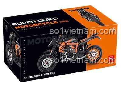 Hộp sản phẩm đồ chơi mô hình Xe mô tô phân khối lớn KTM Shuanggao 60501, 579 mảnh ghép, tỉ lệ 1:8, giá tiết kiệm