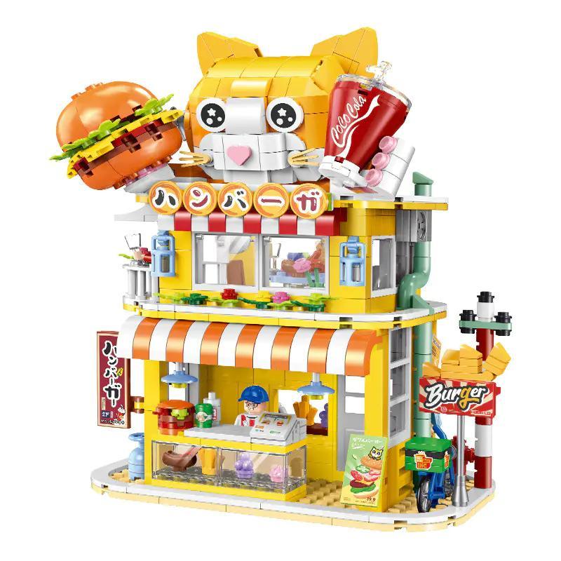 bộ lắp ghép Cửa hàng Hamburger Mèo Con Shuanggao 60523 giá rẻ cho bé gái 6 tuổi