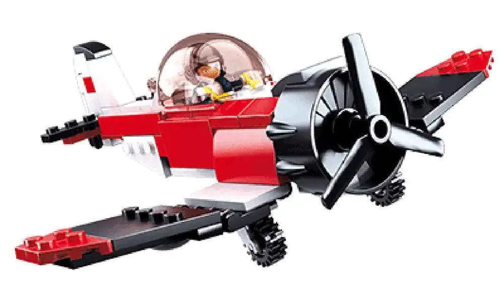 Sluban M38-B0667E Máy bay Nhào lộn Mô hình Lắp ráp, Đồ chơi giáo dục cho bé 6 tuổi, Máy bay cánh quạt với cánh quạt quay, màu đỏ trắng đen, giá tốt