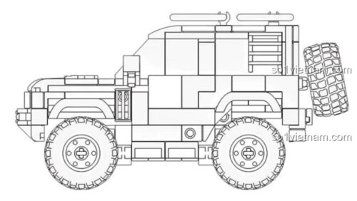 Bản vẽ chi tiết bộ lắp ghép Sluban M38-B1015 Xe địa hình ORV Land Rover 317 mảnh