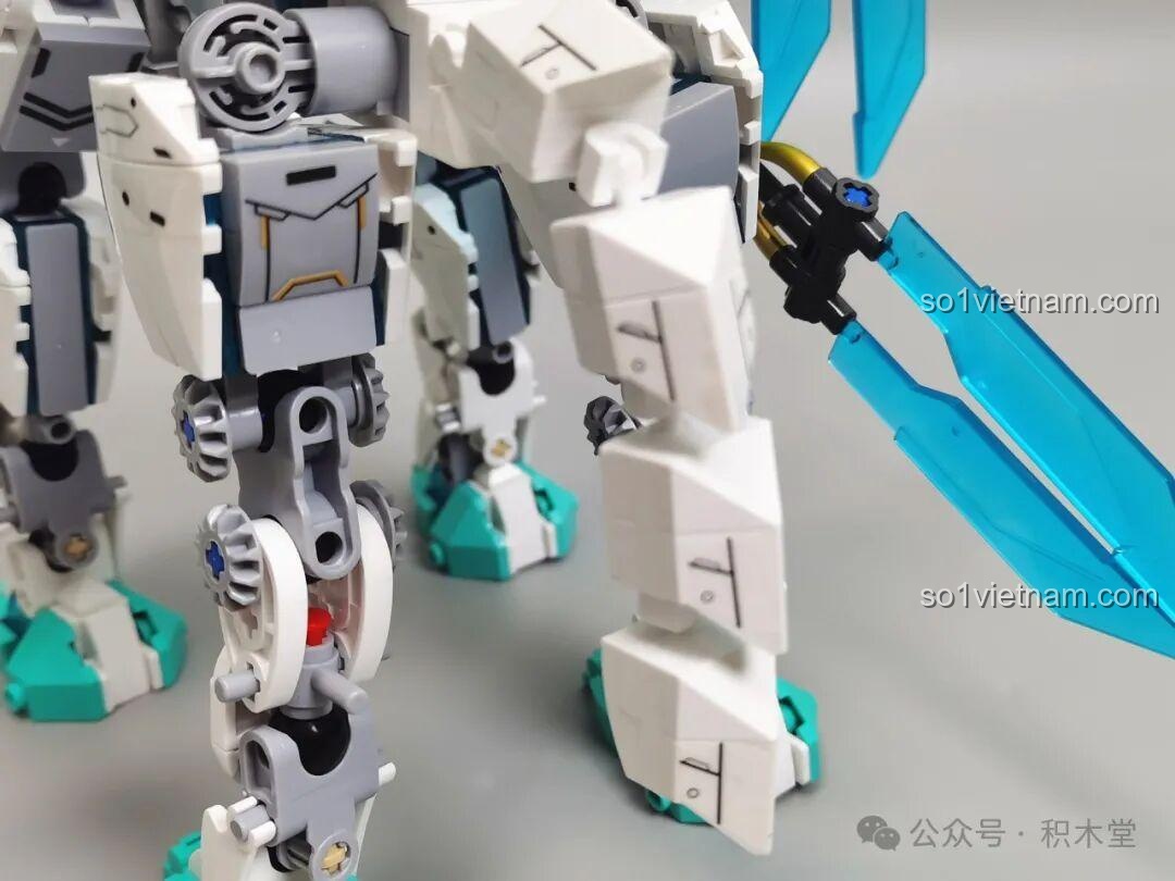 Giáp chân của Sluban M38-B1059 Bạch Long Mã, thiết kế chắc chắn, đồ chơi mô hình Robot Rồng Ngọc