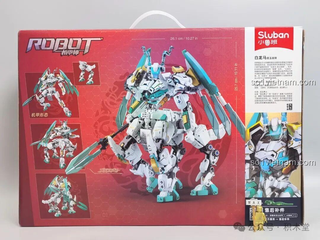 Bộ lắp ghép Sluban M38-B1059 Bạch Long Mã Chiến Kỵ Rồng Ngọc, 731 mảnh, biến hình 2 dạng, đồ chơi lắp ráp cho bé trai 8 tuổi giá tốt