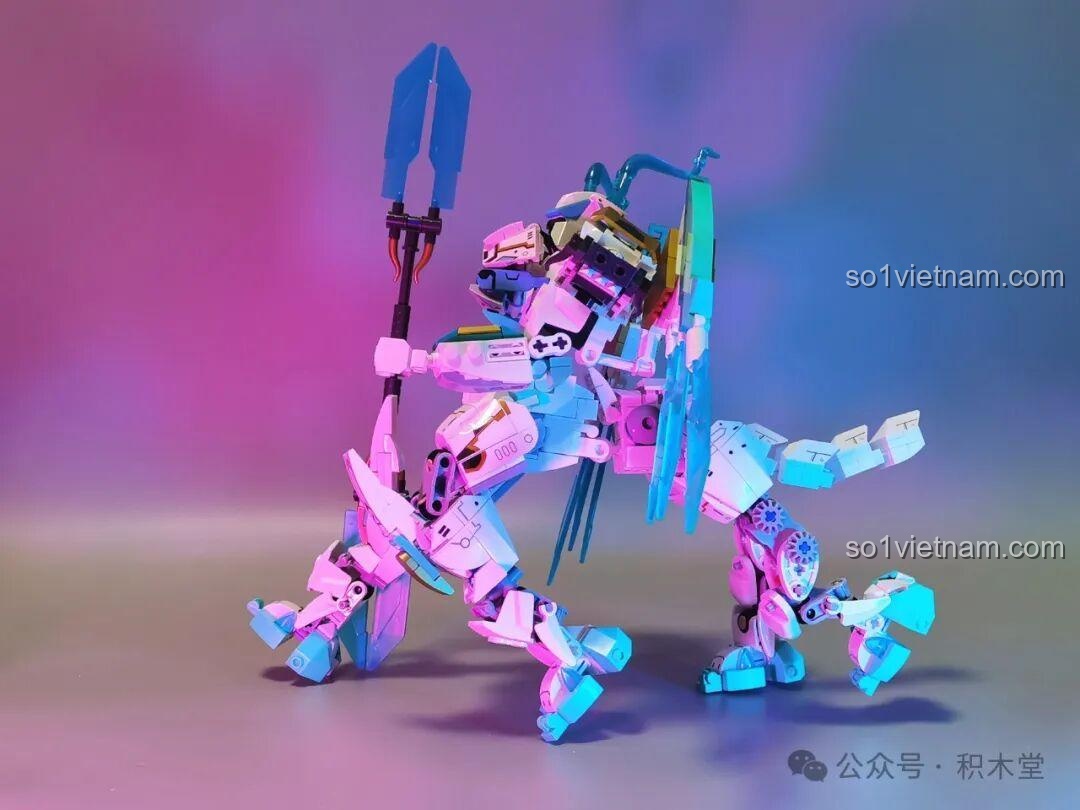 Mô hình Cơ Giáp Bạch Long Mã Sluban M38-B1059 ở dạng robot, biến hình độc đáo, đồ chơi lắp ghép cho bé trai 8 tuổi giá rẻ