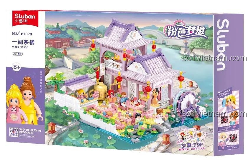 Hộp sản phẩm Sluban M38-B1078, bộ đồ chơi kiến trúc Trung Hoa, đồ chơi xây dựng cho bé gái 8 tuổi