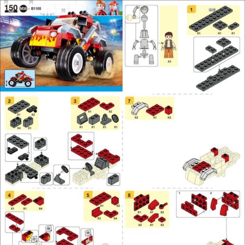 Xe Jeep địa hình vượt chướng ngại vật Sluban M38-B1105 sách hướng dẫn Sluban 1105 Xe bán tải off-road