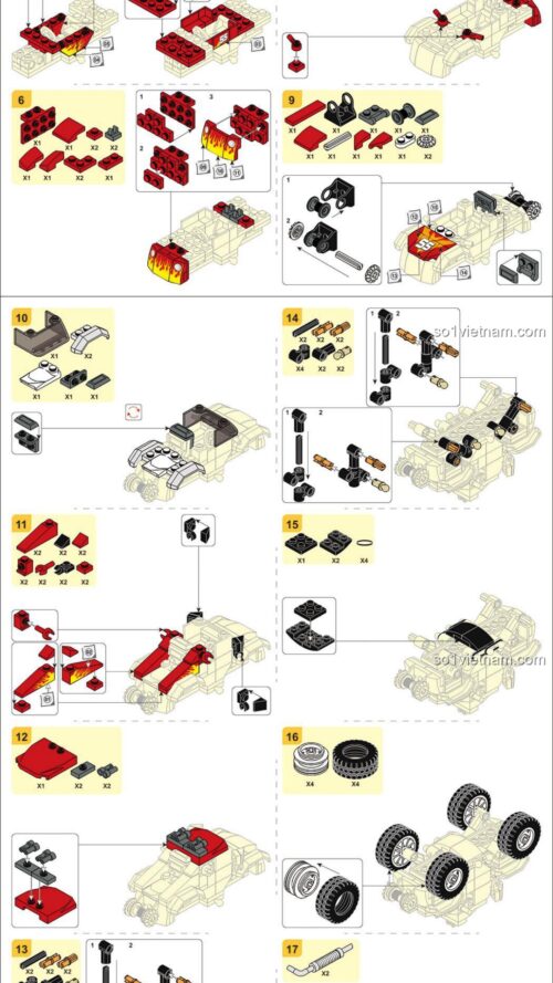 Xe Jeep địa hình Sluban M38-B1105 hướng dẫn lắp ghép Sluban B1105 Xe Jeep địa hình vượt chướng ngại vật