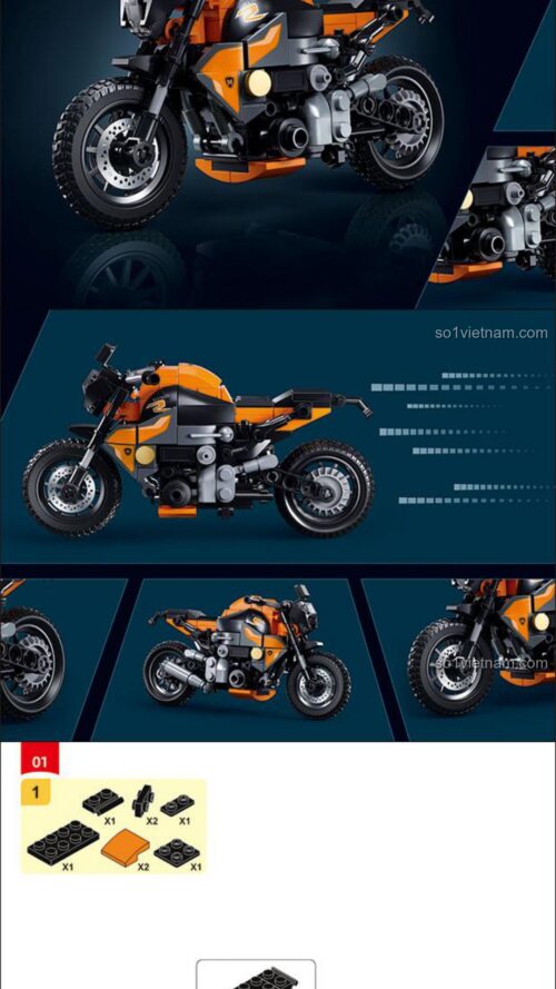 Xe Mô Tô BMW G310MS Sluban M38-B1130, Hướng dẫn lắp ráp Sluban M38-B1130 Xe Mô Tô Thể Thao BMW G310MS, Sách hướng dẫn Sluban B1130 Mô Tô Đua BMW G310MS