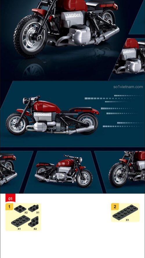 Xe mô tô BMW R18MS Sluban M38-B1131 hướng dẫn lắp ghép Sluban M38B1131 Mô tô BMW R18MS
