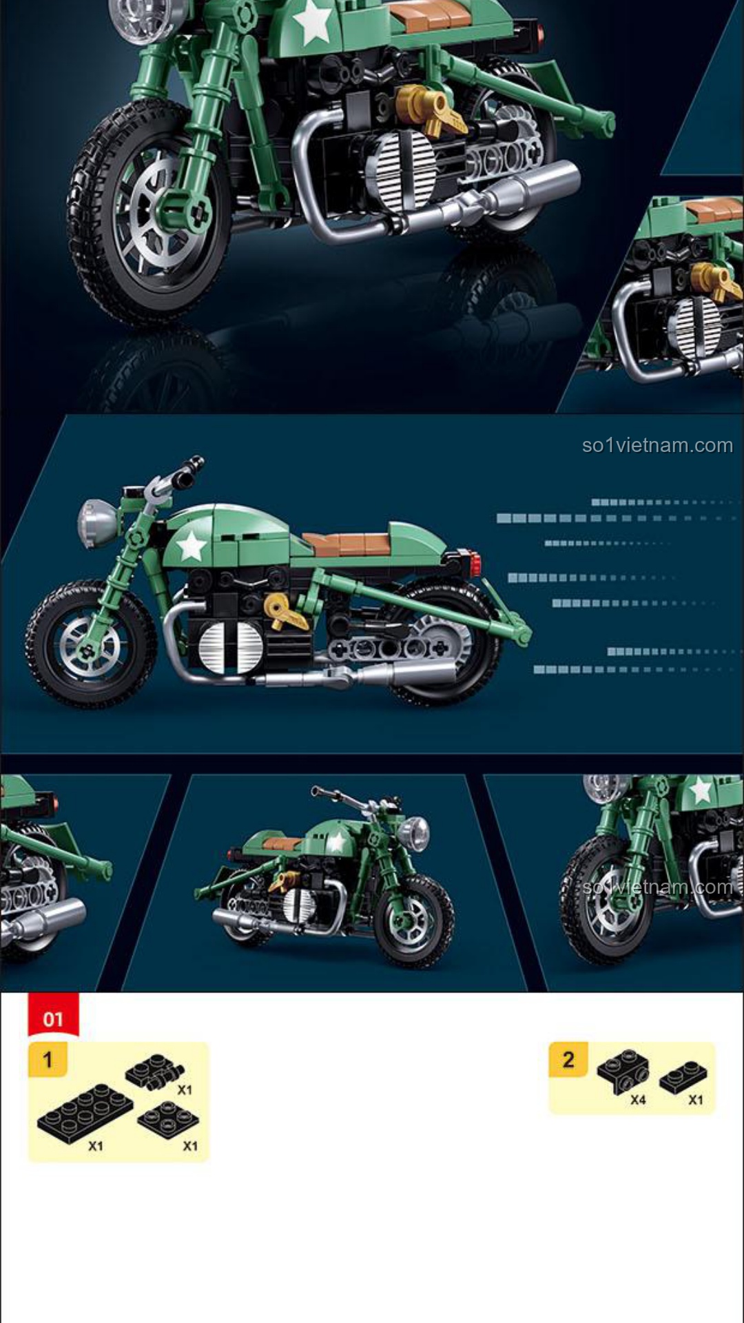 Xe mô tô BMW R75MS Sluban M38-B1133 Sách Lắp Ghép Sluban B1133 Mô Hình Tô BMW R75MS