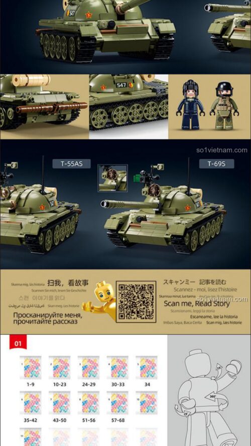 Mô hình Xe Tăng T-54S Sluban M38-B1135 Hướng dẫn Sluban B1135 Mô hình Xe Tăng T-54S
