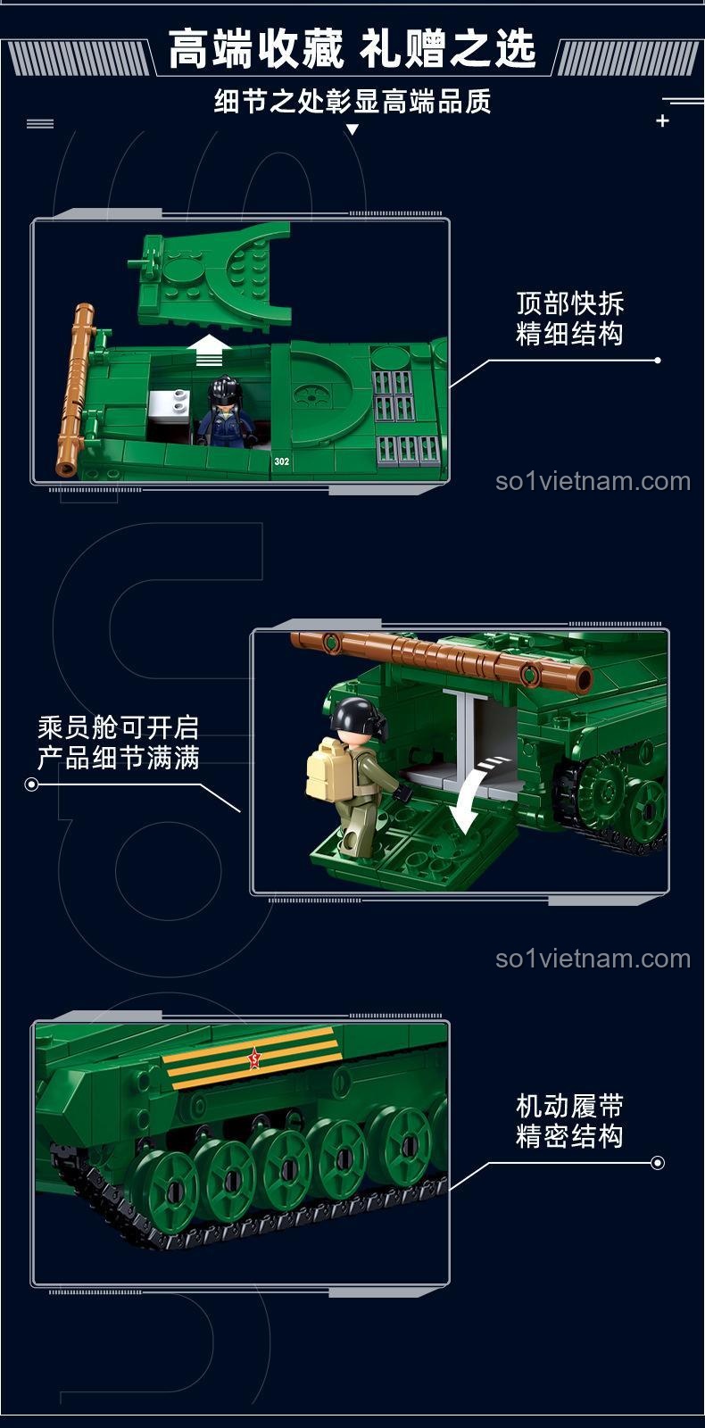 Chi tiết cao cấp của đồ chơi mô hình Sluban M38-B1136 Xe chiến đấu bộ binh BMP-2MS, chất lượng tốt, phù hợp bé trai 8 tuổi.